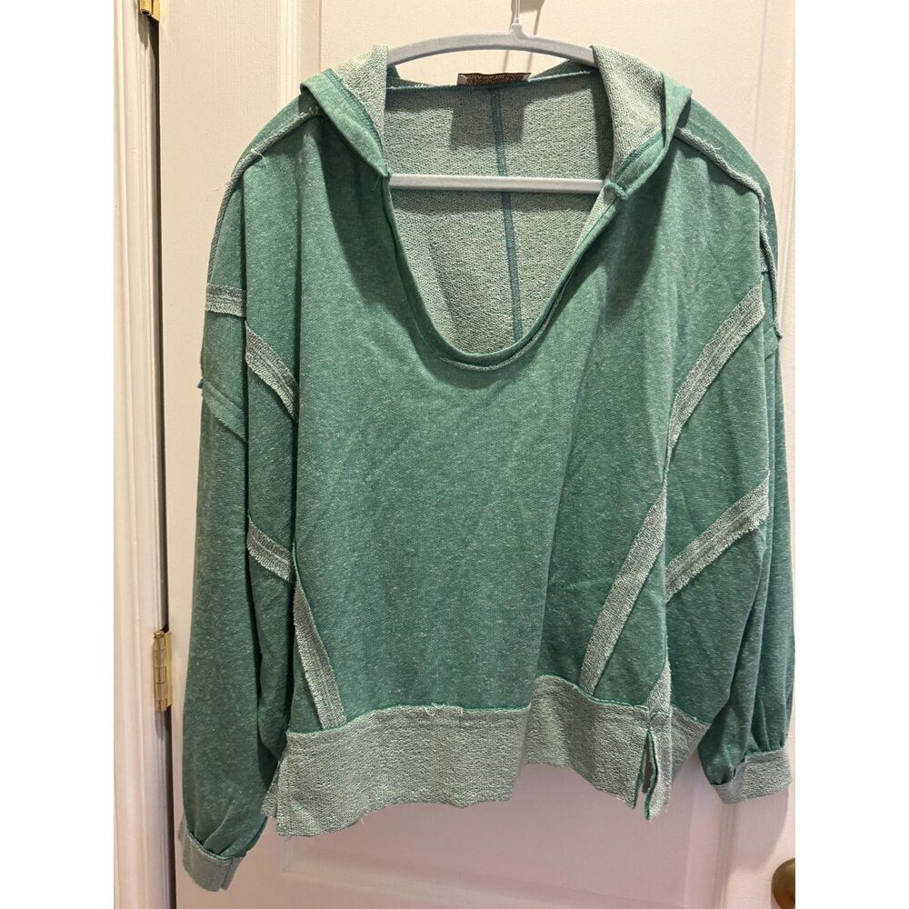 Zenana Raw Seam Terry Cloth Hoodie S/M